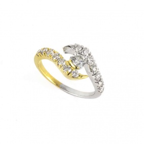 18k Yellow and White Gold Diamond Ring 1.03ct I/VS2